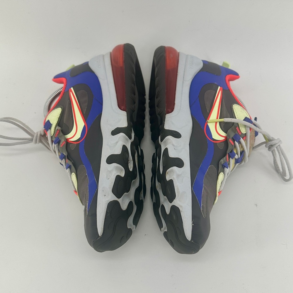 Nike Air Max 270 React Kids 7Y Gray Blue Red Yellow CT1630-001 Low Top Sneakers - Picture 9 of 10
